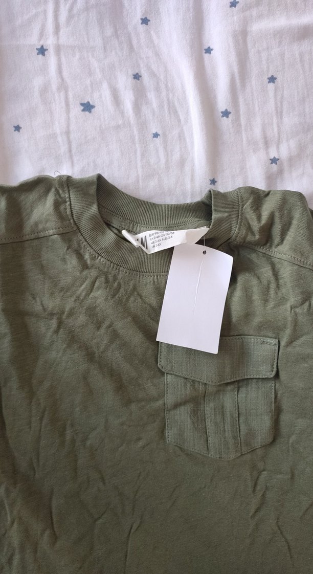 Erkek Çocuk Haki Keten Tişört - Görsel 3