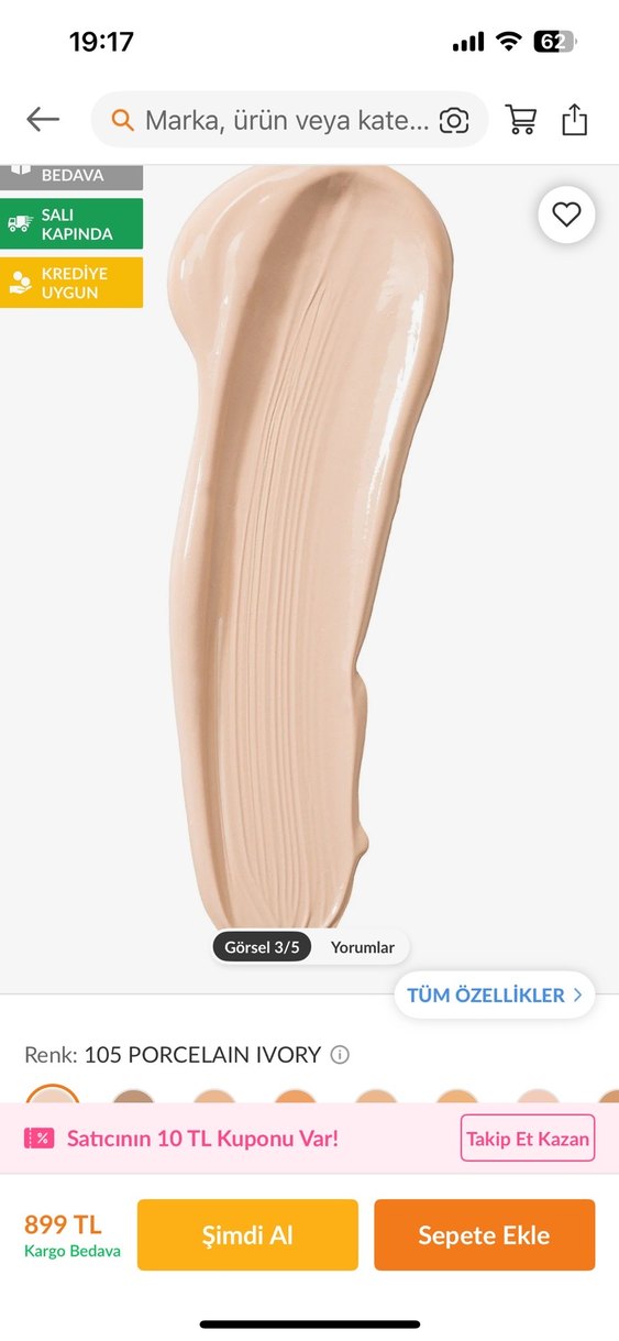 Flormar Perfect Coverage Fondöten 105 Porcelain Ivory - Görsel 3