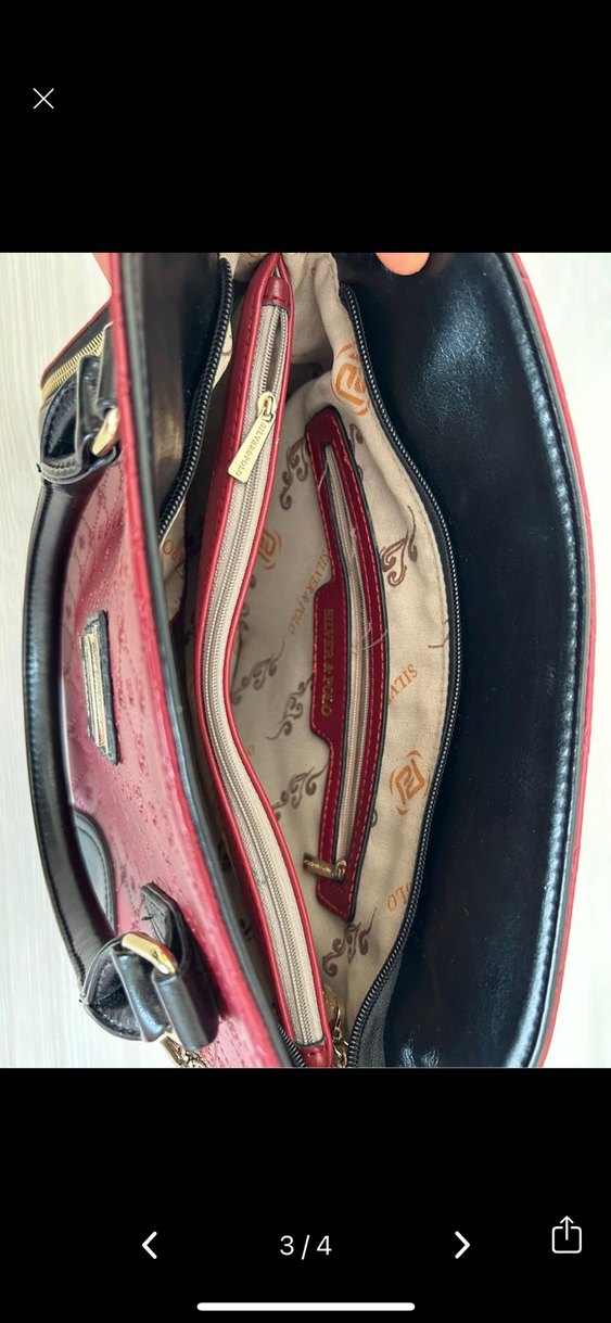 Bordo Deri Modern Klasik Kadın Çanta - Görsel 3