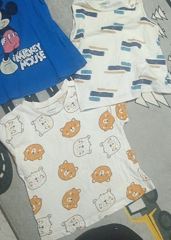 3 adet Mavi Mickey Mouse Baskılı Çocuk Atlet - Görsel 2