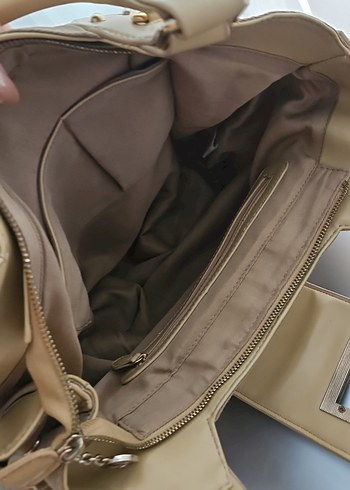 Bej Deri Kadın Omuz Çantası - Görsel 5