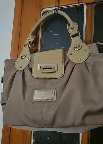 Bej Deri Kadın Omuz Çantası - Görsel 2