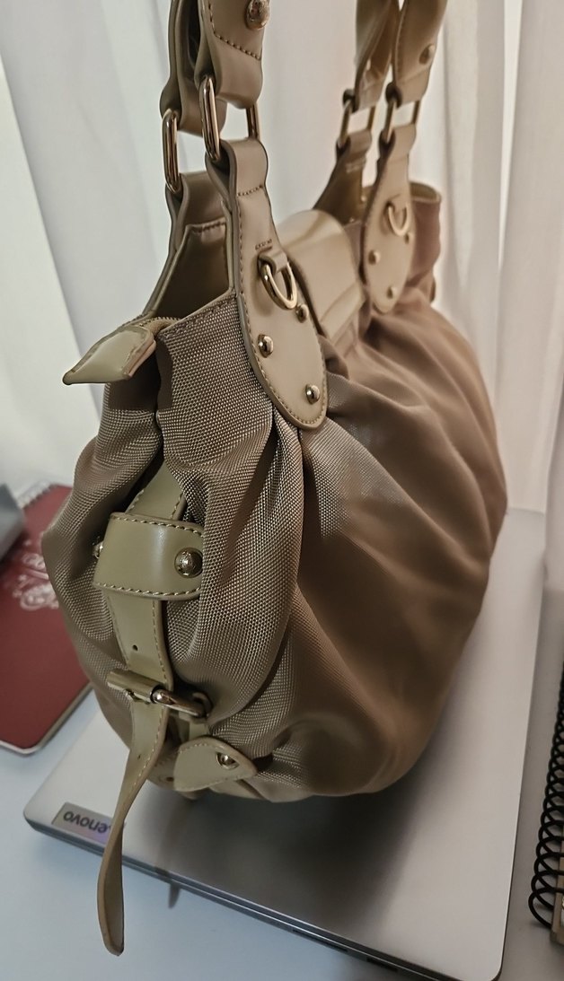 Bej Deri Kadın Omuz Çantası - Görsel 4