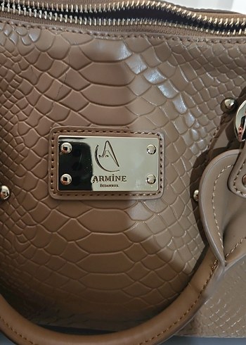 Kahverengi Deri Yılan Desenli Kadın Çanta - Görsel 4