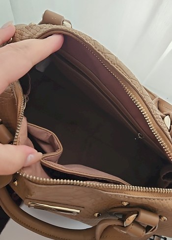 Kahverengi Deri Yılan Desenli Kadın Çanta - Görsel 3