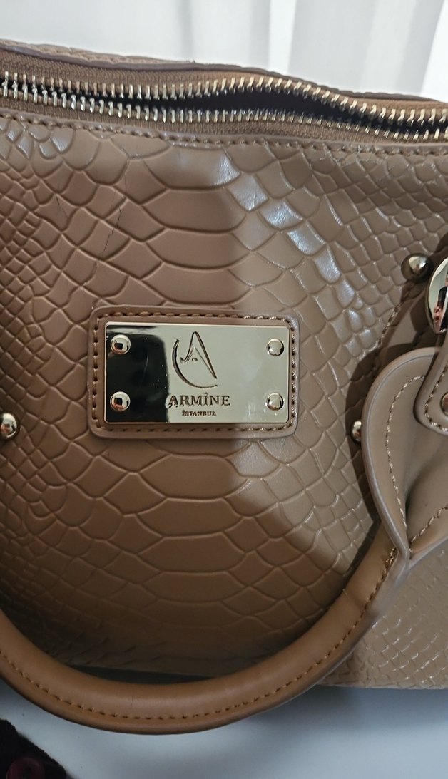 Kahverengi Deri Yılan Desenli Kadın Çanta - Görsel 4