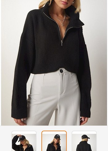 Fermuarlı Yarım Balıkçı Yaka Kadın Triko - Görsel 2