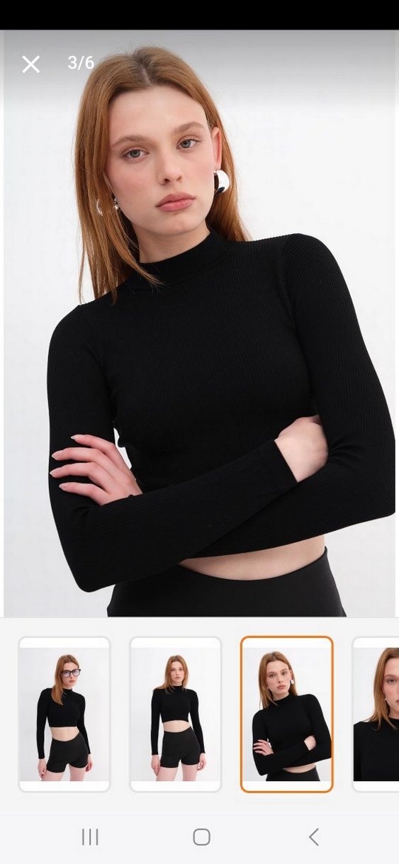 Siyah Yarım Balıkçı Yaka Kadın Kazak - Görsel 2