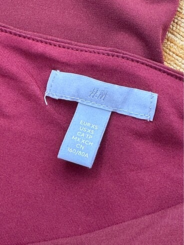 xs Beden bordo Renk H&M uzun drapeli elbise
