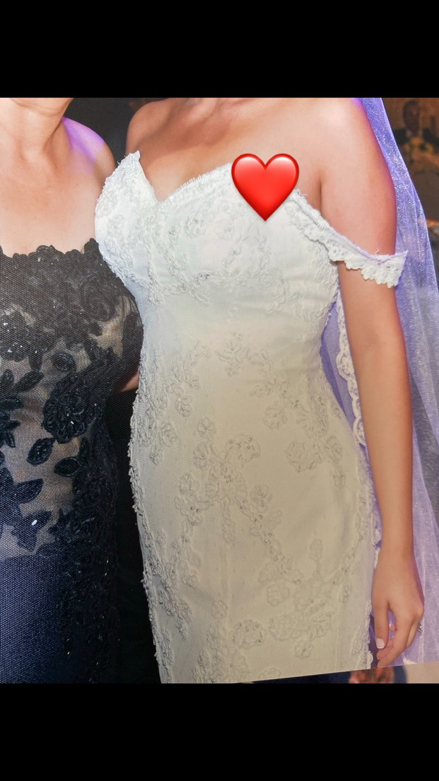 V Yaka Beyaz Midi A Kesim Gelinlik - Görsel 2