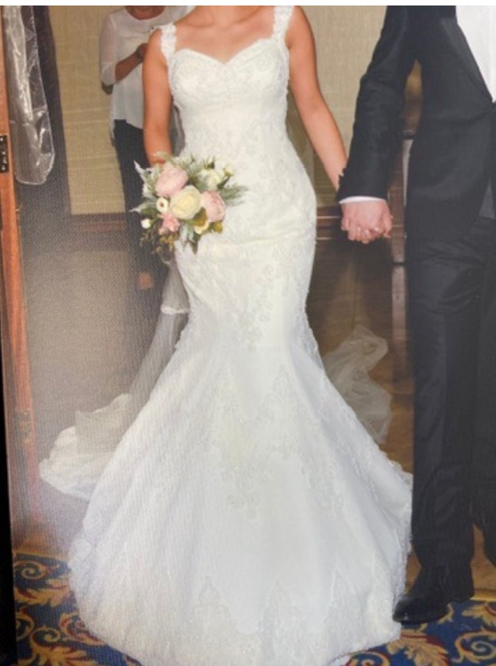 V Yaka Beyaz Midi A Kesim Gelinlik - Görsel 3