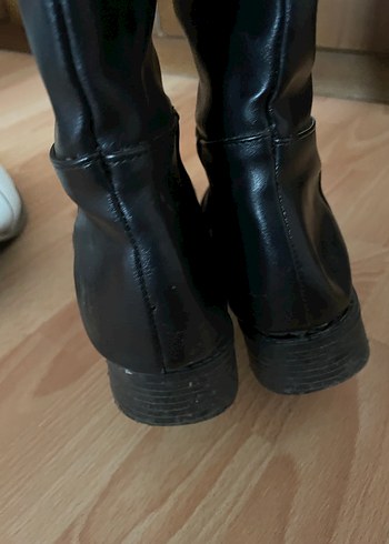 Düz Siyah Deri Botlar - Görsel 3