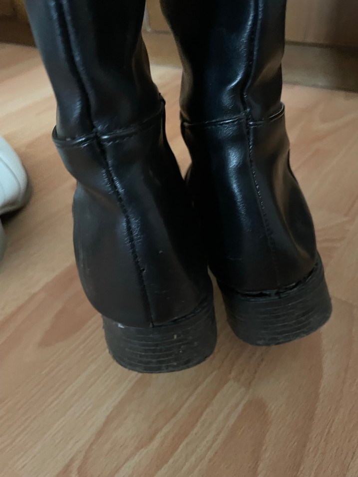 Düz Siyah Deri  Botlar - Görsel 3