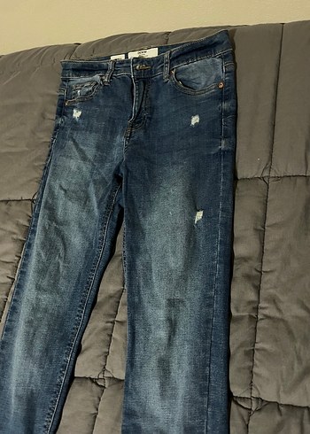 Kadın Mavi Denim Sıkı Kesim Günlük Kot Pantolon - Görsel 2