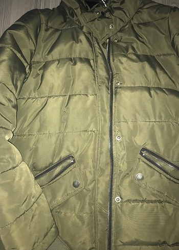 Kadın Haki Kapüşonlu Fermuarlı Mont - Görsel 2