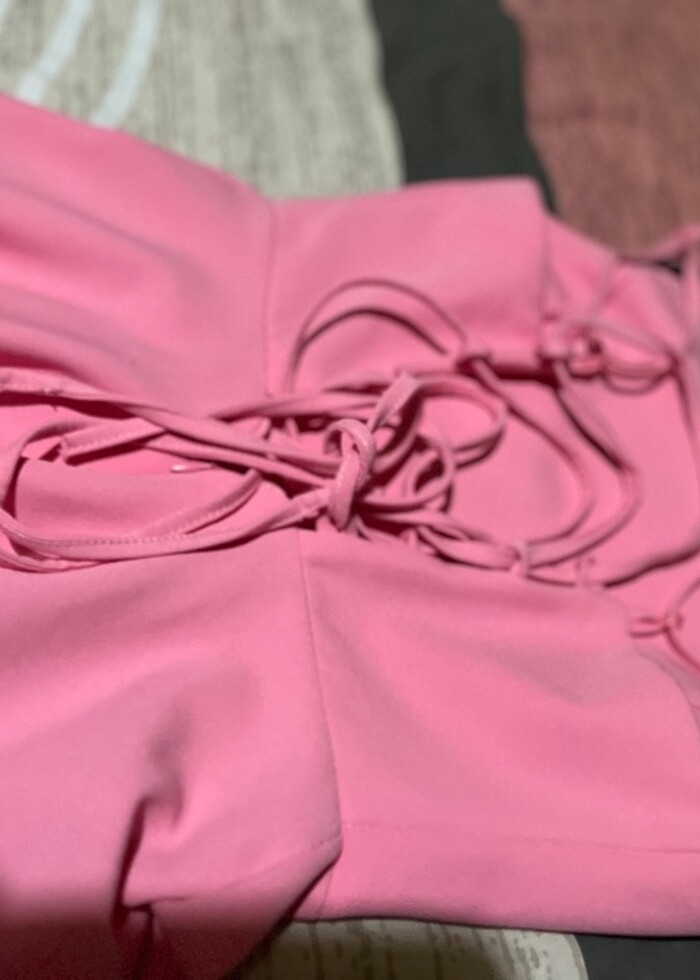 Pembe kısa elbise - Görsel 3