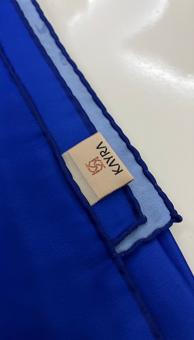 Kadın Parlak Mavi twill eşarp - Görsel 2