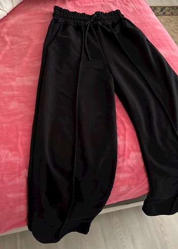 Kadın Siyah ispanyol kesim penye eşofman altı - Görsel 2