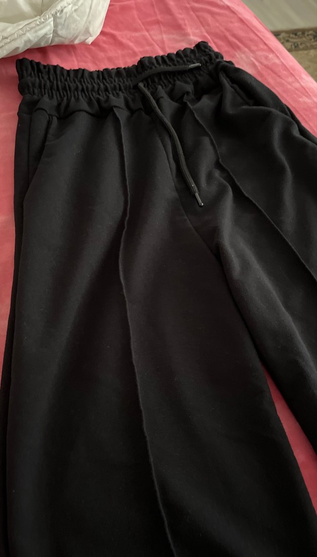 Kadın Siyah ispanyol kesim  penye eşofman altı - Görsel 5