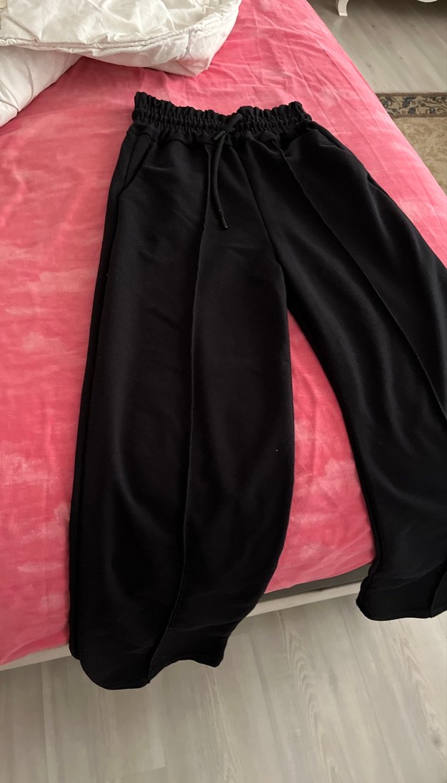 Kadın Siyah ispanyol kesim  penye eşofman altı - Görsel 2