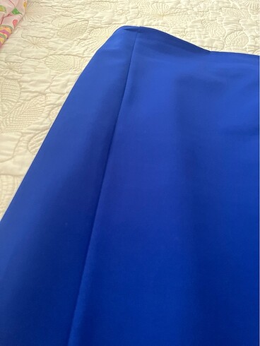 Petrol mavi kalem kumaş etek - Görsel 4