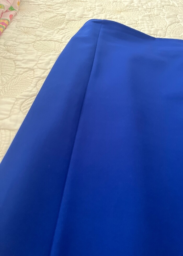 Petrol mavi kalem kumaş etek - Görsel 4