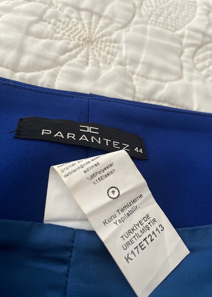 Petrol mavi kalem kumaş etek - Görsel 5