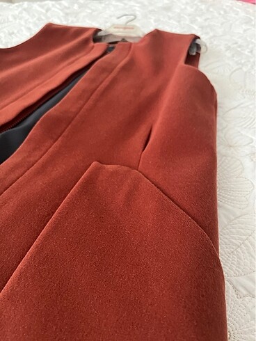 Kiremit renk kaşe yelek - Görsel 5