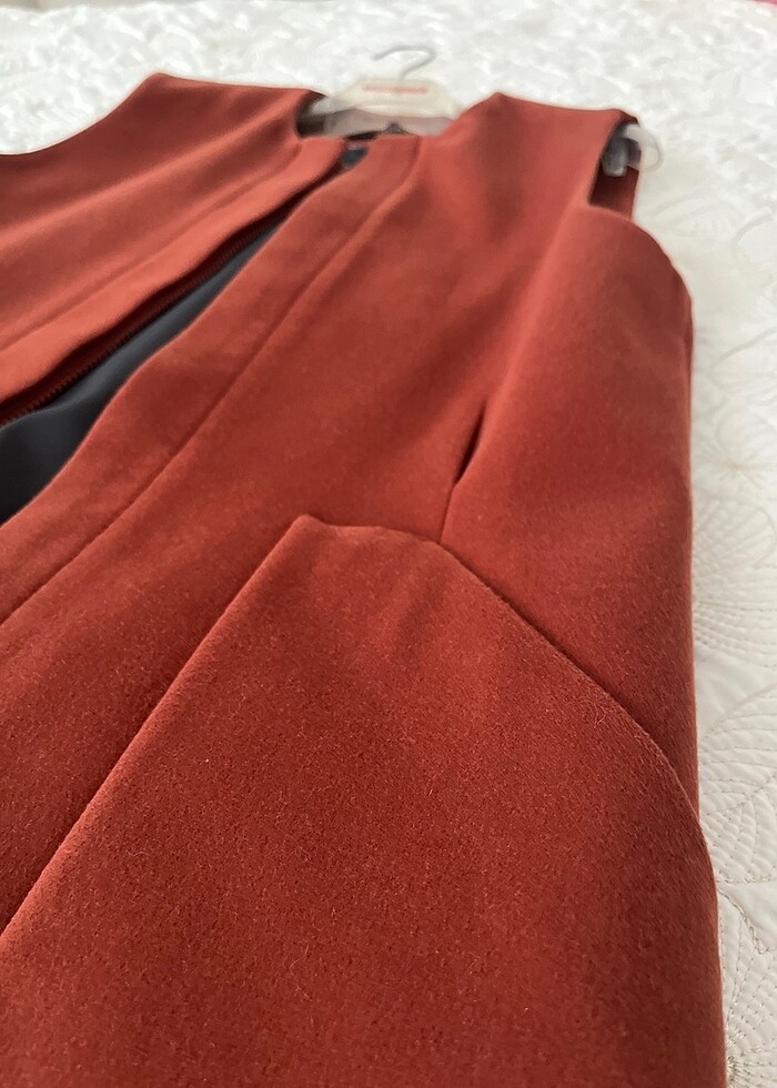 Kiremit renk kaşe yelek - Görsel 5