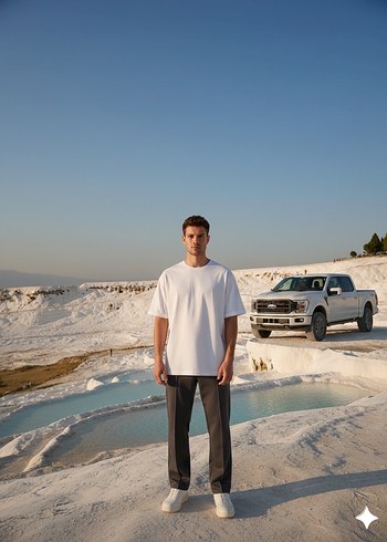 Beyaz unisex Kısa Kollu Pamuklu Tişört - Görsel 3