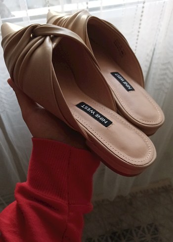 Nine West Nine West Bej Pliseli Dolgu Topuk Terlik