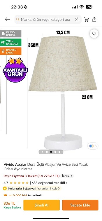 Beden 3LÜ ABAJUR AVİZE SET