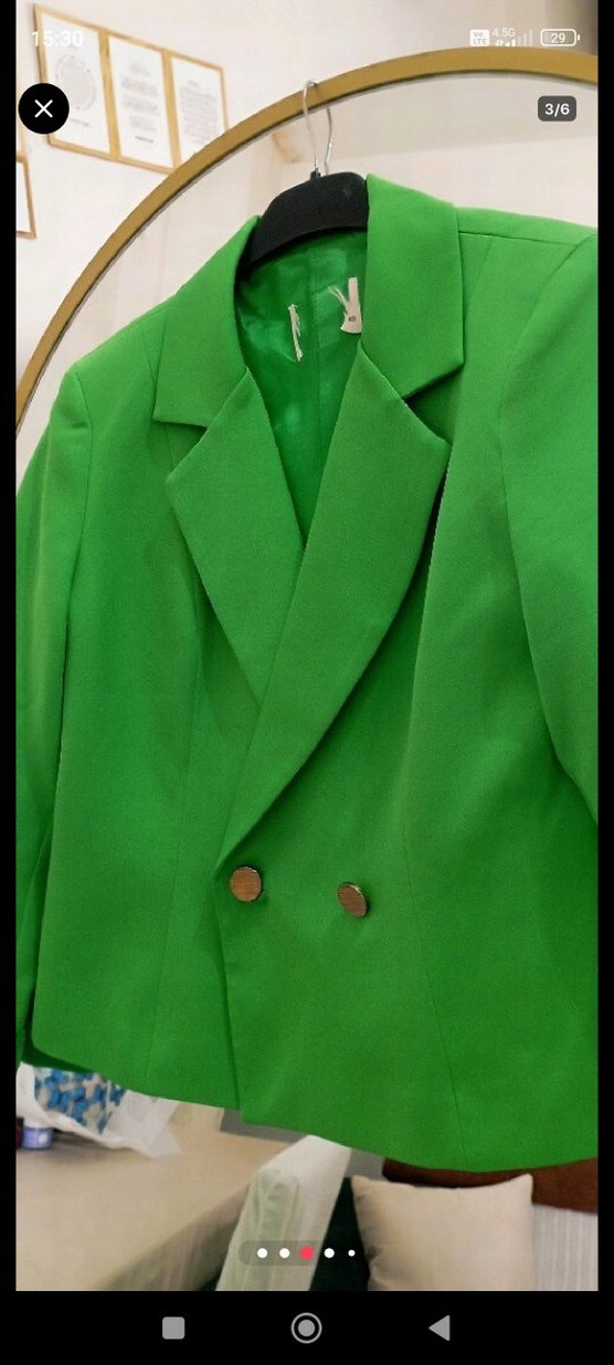 Düğmeli Yeşil Mini Kadın Blazer - Görsel 2