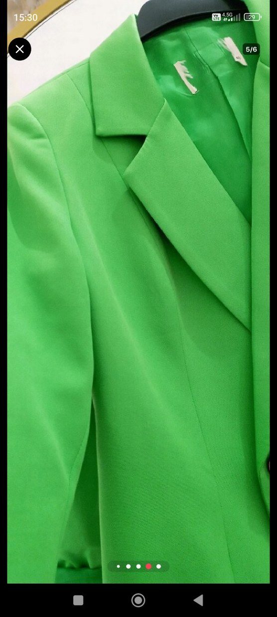 Düğmeli Yeşil Mini Kadın Blazer - Görsel 3