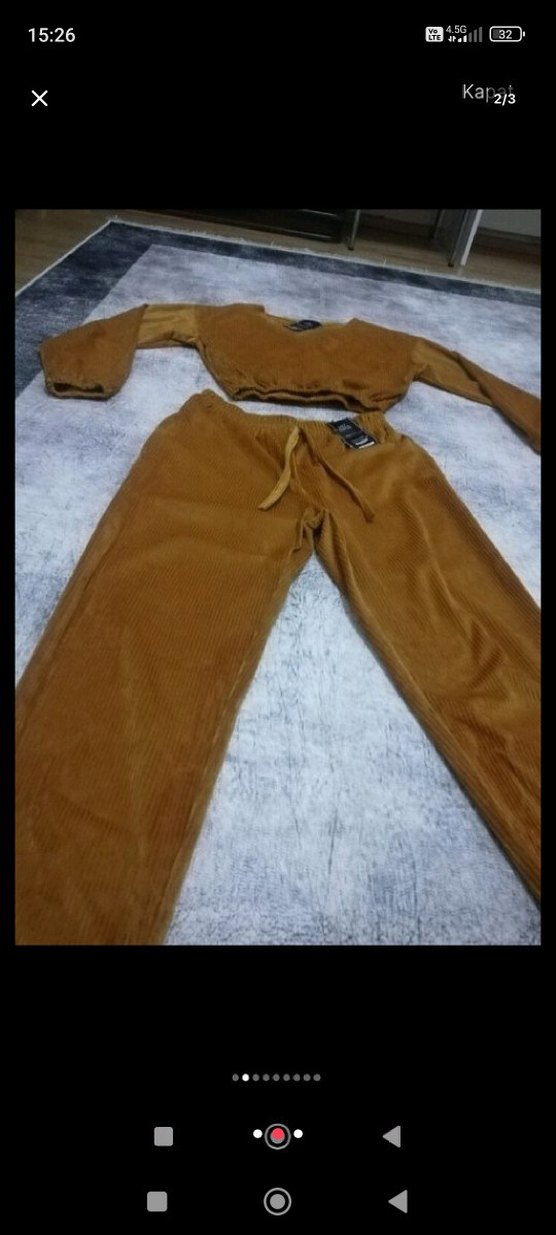 Kadın hardal rengi Rahat Eşofman Takımı - Görsel 2