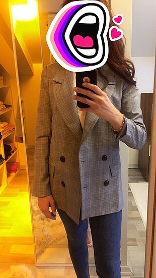 Etiketli yeni ürün ekoseli blazer ceket
