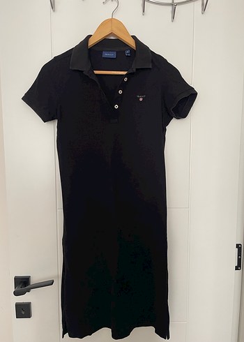 xs Beden siyah Renk Kız Siyah Düğmeli Polo Tişört Elbise