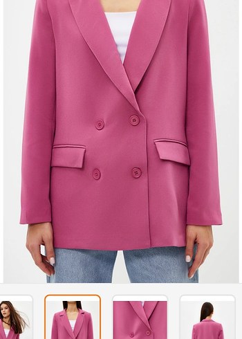Pembe Düğmeli Kadın Blazer Ceket - Görsel 2