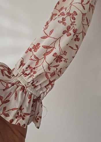 Bej Desenli Robalı Bohem Kadın Bluz - Görsel 4