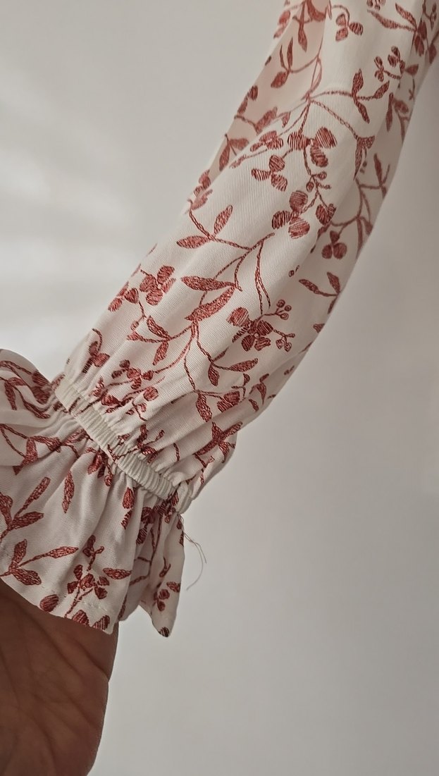 Bej Desenli Robalı Bohem Kadın Bluz - Görsel 4