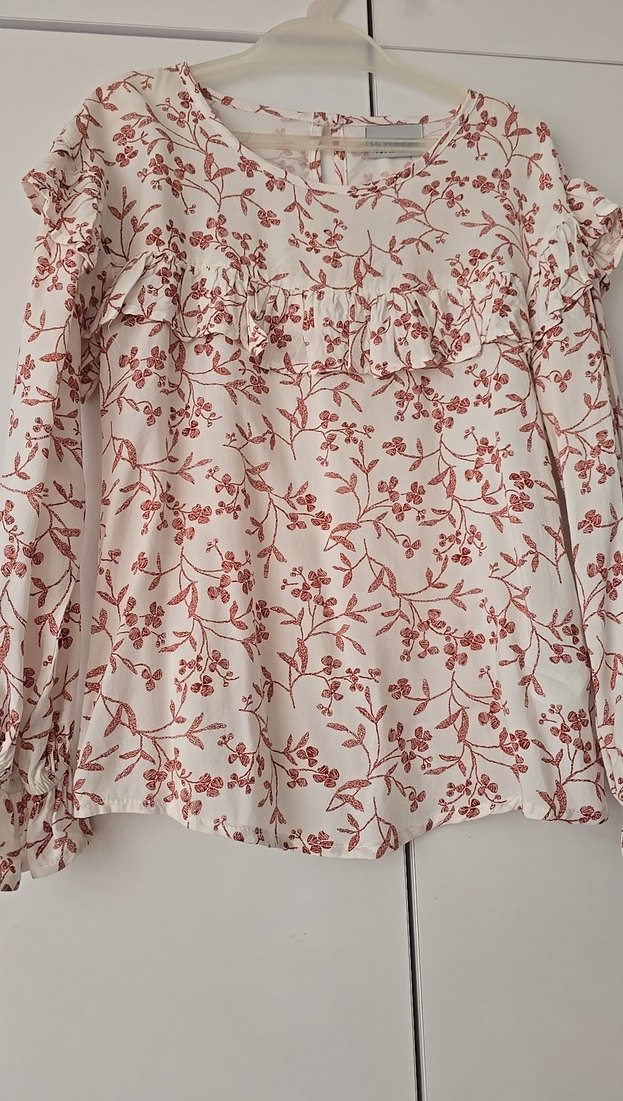 Bej Desenli Robalı Bohem Kadın Bluz - Görsel 3