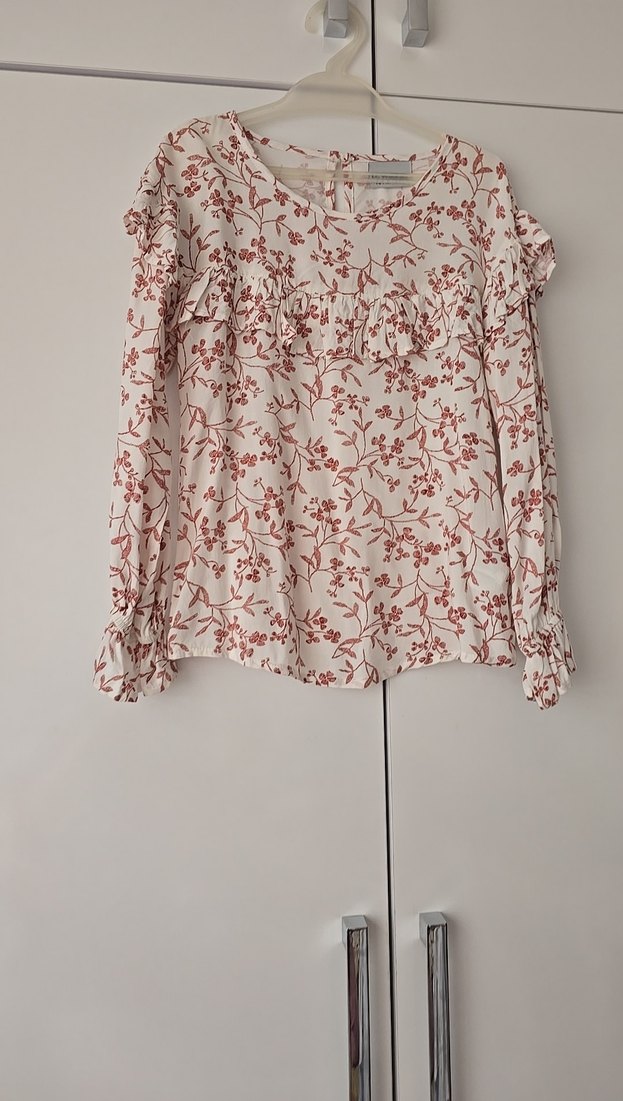 Bej Desenli Robalı Bohem Kadın Bluz - Görsel 2