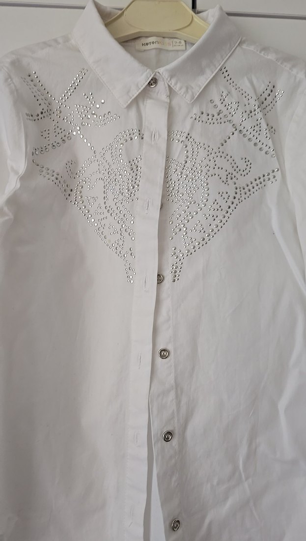 Nakışlı Beyaz Kadın Keten Gömlek - Görsel 2