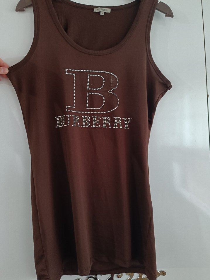 Bordo Burberry Baskılı Kadın Atlet - Görsel 2