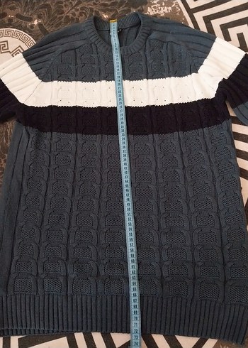 Mavi Örgü Uzun Kollu Erkek Kazak - Görsel 2