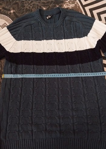 Mavi Örgü Uzun Kollu Erkek Kazak - Görsel 3