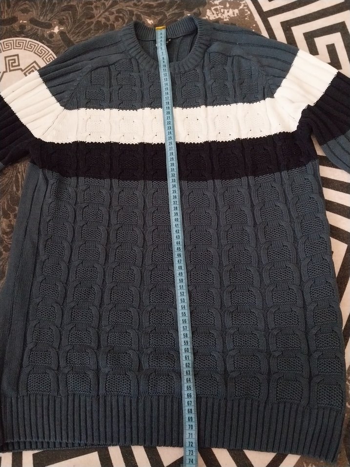 Mavi Örgü Uzun Kollu Erkek Kazak - Görsel 2