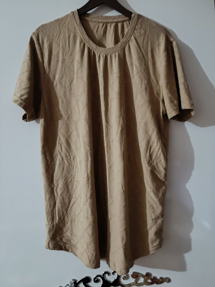 Erkek Koyu Mavi Kısa Kollu Keten Tişört - Görsel 4