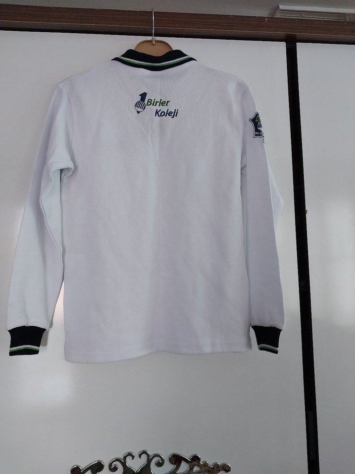 Çocuk Uzun Kollu Beyaz Polo Tişört - Görsel 2