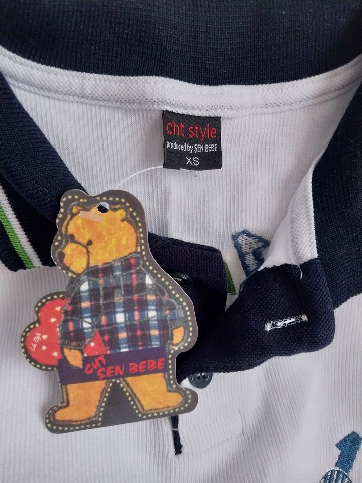 Çocuk Uzun Kollu Beyaz Polo Tişört - Görsel 3